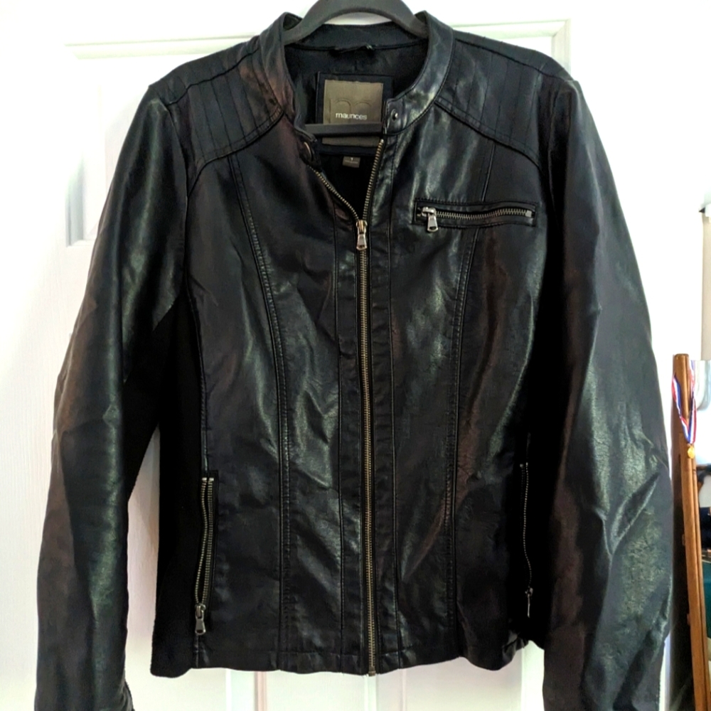 Black Basic Faux Leather Jacket